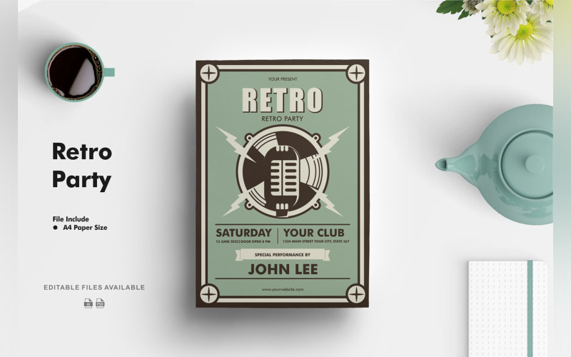 Retro Party Flyer Template Corporate Identity
