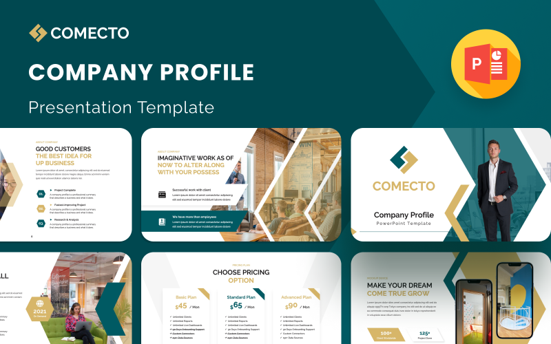 Comecto – Company Profile PowerPoint Presentation Template PowerPoint Template