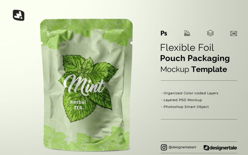 Flexible Foil Pouch Packaging Mockup Product Mockup