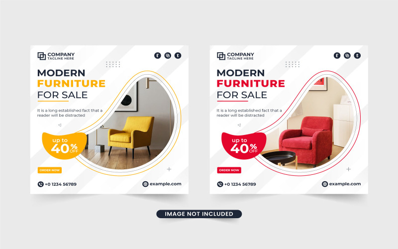 Furniture advertisement template vector Social Media