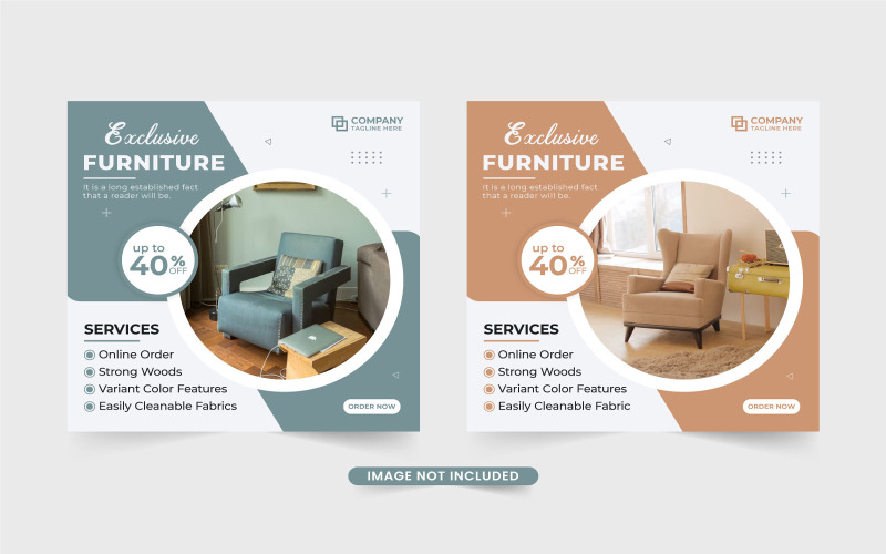 Furniture business web banner vector Social Media