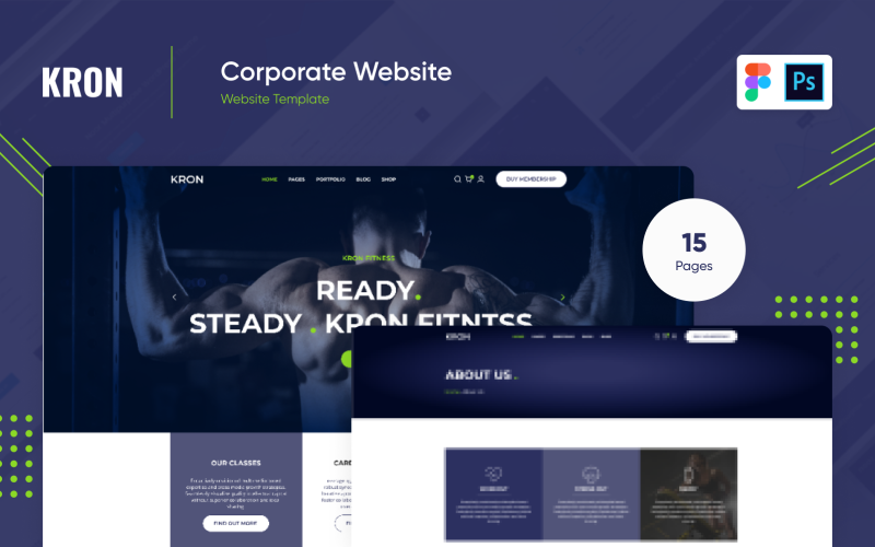 Kron Fitness Two And Gym Template PSD Template