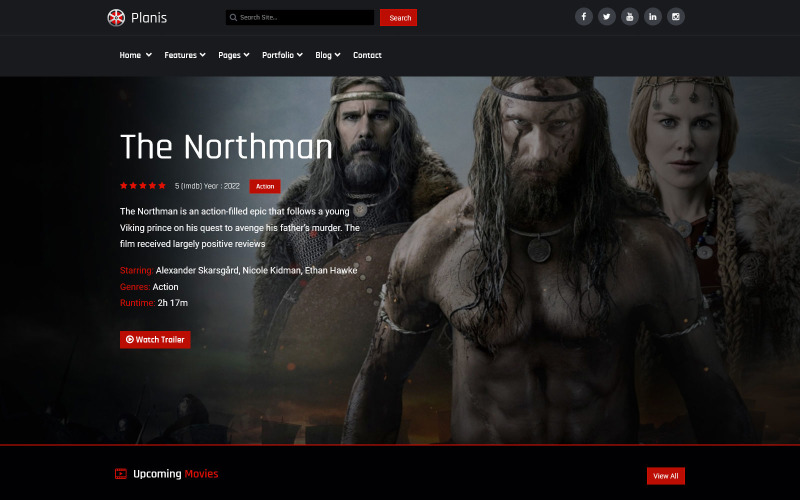 Planis Video Gallery - Movie Joomla 5 and Joomla 4 Template Joomla Template