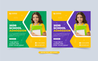 School admission web banner vector