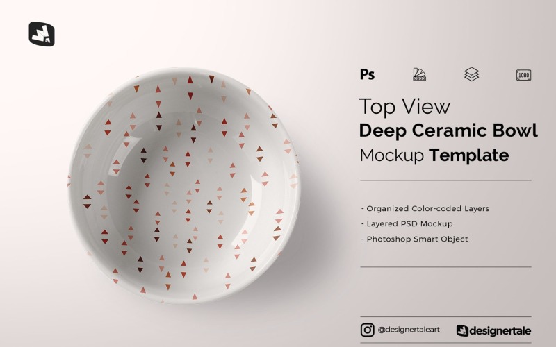 Top View Deep Ceramic Bowl Mockup Product Mockup