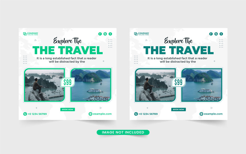 Tour and travel planner template vector Social Media