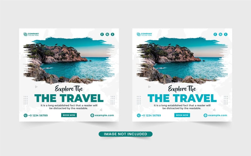 Travel agency advertising banner vector Social Media