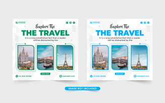 Traveling agency promotion banner vector