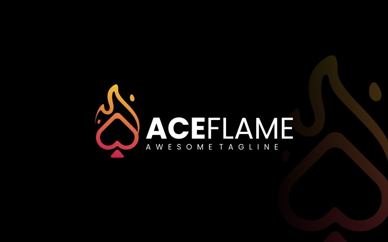 Ace Flame Line Art Gradient Logo Logo Template