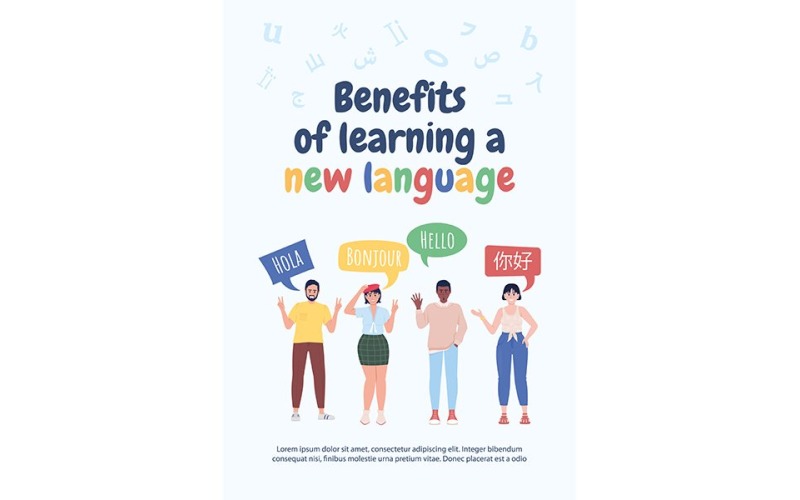 Benefits of learning new language flat vector banner template Illustration