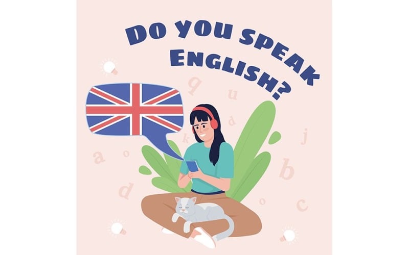 Do you speak English card template Illustration