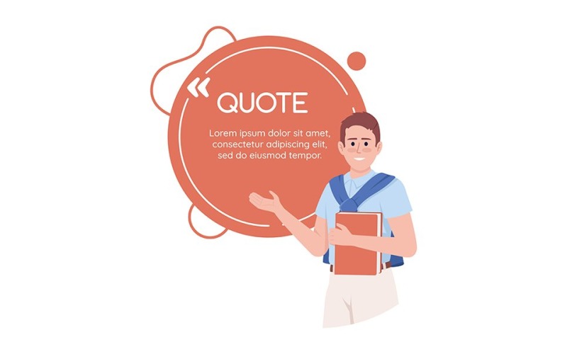 Lesson with native-speaker teacher quote textbox with flat character. Illustration