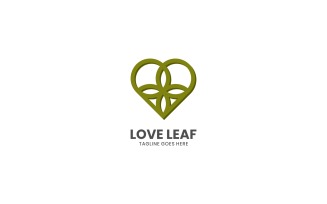 Love Leaf Line Art Logo Style