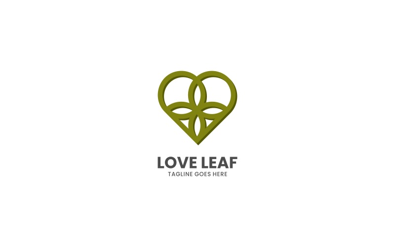 Love Leaf Line Art Logo Style Logo Template