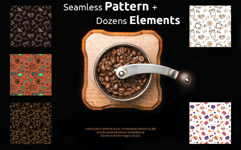 Seamless Pattern + Dozens Elements Illustration