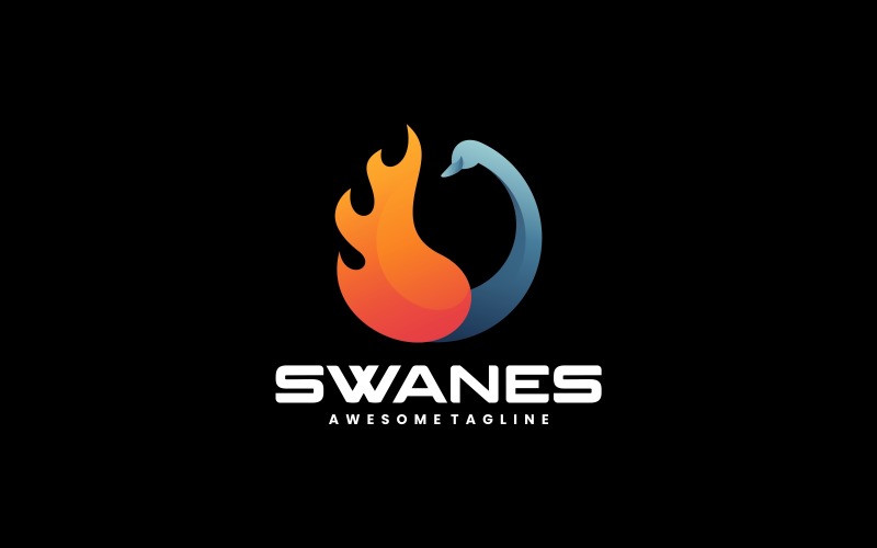 Swan Fire Gradient Logo Style Logo Template