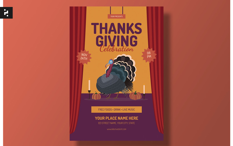 Thanksgiving Celebration Party Flyer Corporate Identity