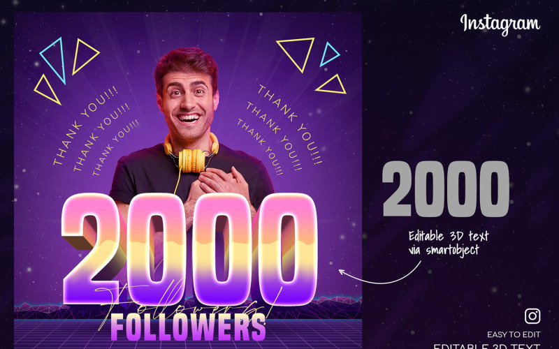 Thank you - 80s Style Instagram Social Media