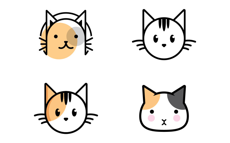 Cute cat head cartoon logo cat head Good for cat care related products V6 Logo Template