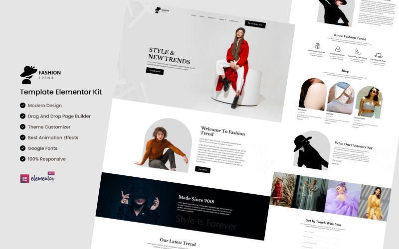 Fashion Trend - Ready to Use Elementor Template Kit Elementor Kit