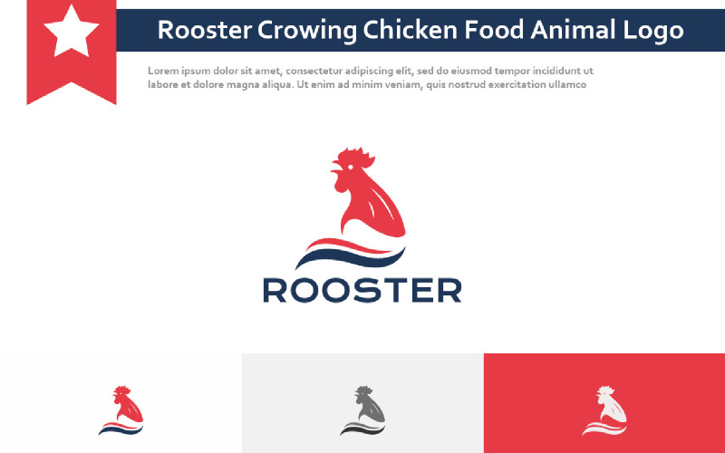 Rooster Crowing Chicken Food Animal Farm Logo Logo Template