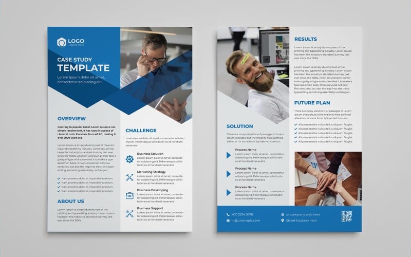 Case study design double-sided flyer template Corporate Identity