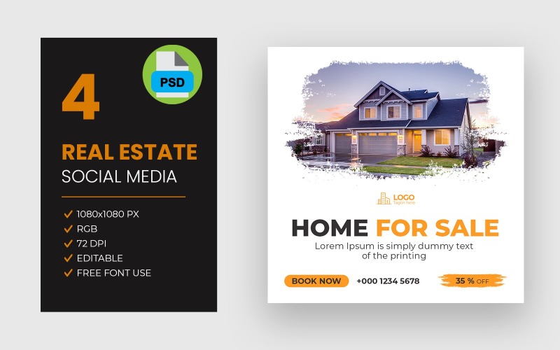 Real Estate Home Facebook Instagram Post Bundle Social Media