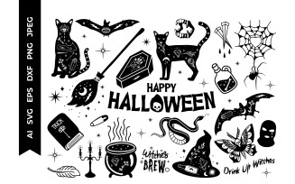 Halloween SVG, Witchy 21 Design Bundle Illustration