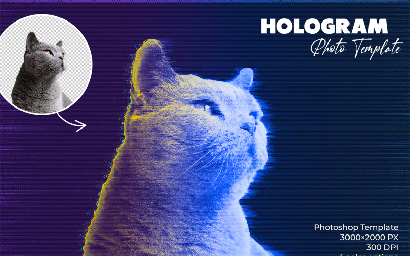 Hologram Photoshop Template Illustration