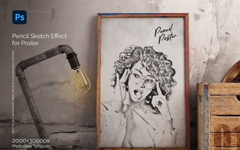 Pencil Effect for Poster Template Illustration