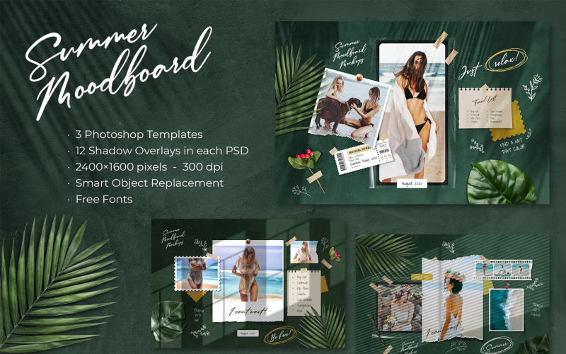 Summer Moodboard - 3 Templates Illustration
