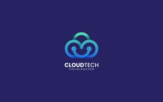 Cloud Tech Line Gradient Logo