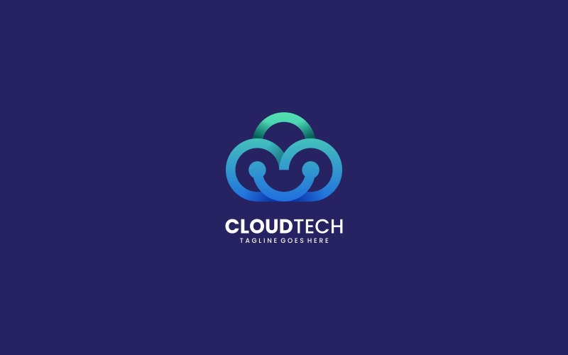 Cloud Tech Line Gradient Logo Logo Template