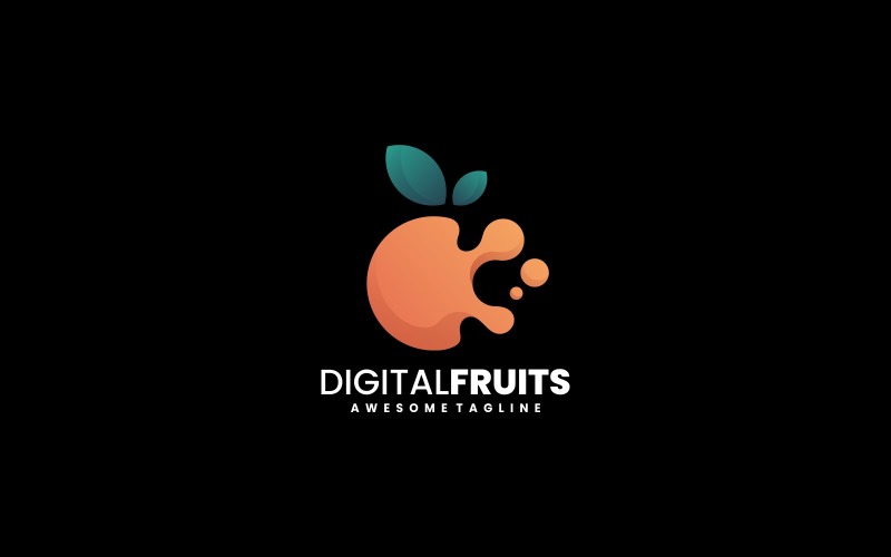 Digital Fruit Gradient Logo Logo Template