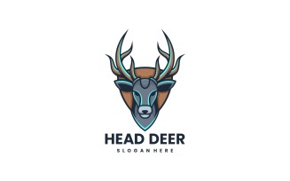 Head Deer Simple Mascot Logo