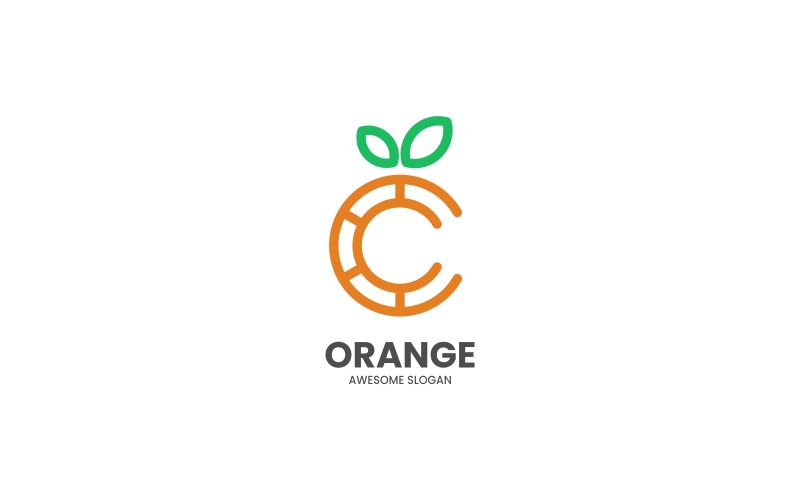 Orange Line Art Logo Style Logo Template