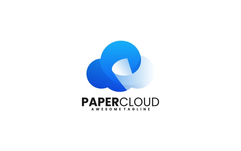 Paper Cloud Gradient Logo Logo Template