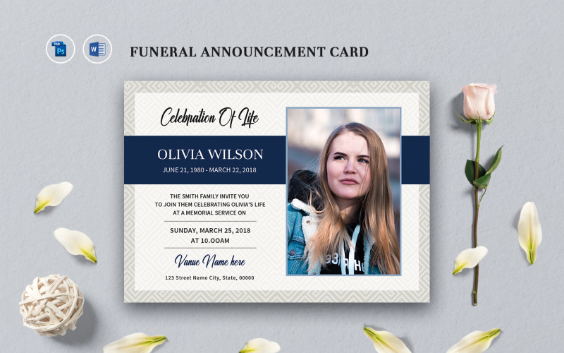 Funeral Announcement and Invitation Card Corporate Identity