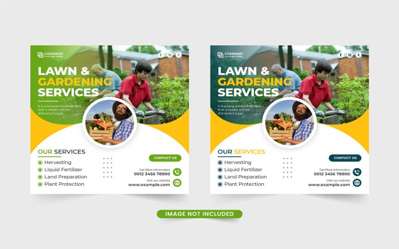 Lawn and gardening promotion template Social Media