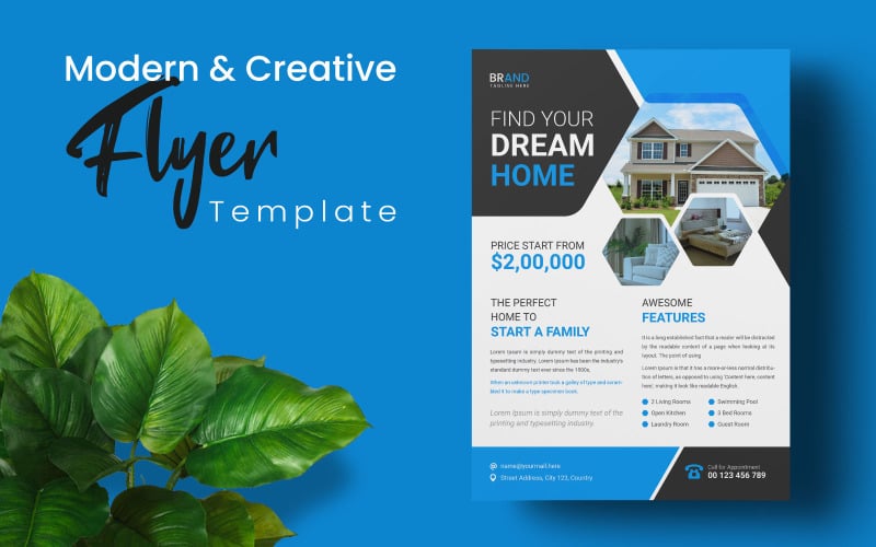 Real Estate Flyer with 2 Colors Corporate Identity