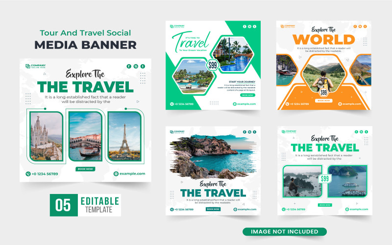 Travel Agency Web Banner Collection Social Media
