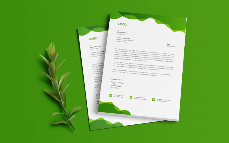 Creative Flat Style Letterhead Template with Various Colors Corporate Identity