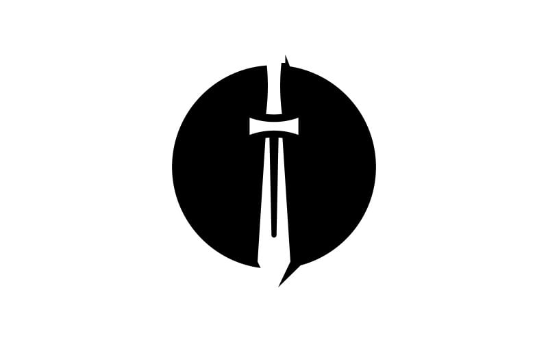 Cross Sword Logo template. Vector illustration. V5 Logo Template