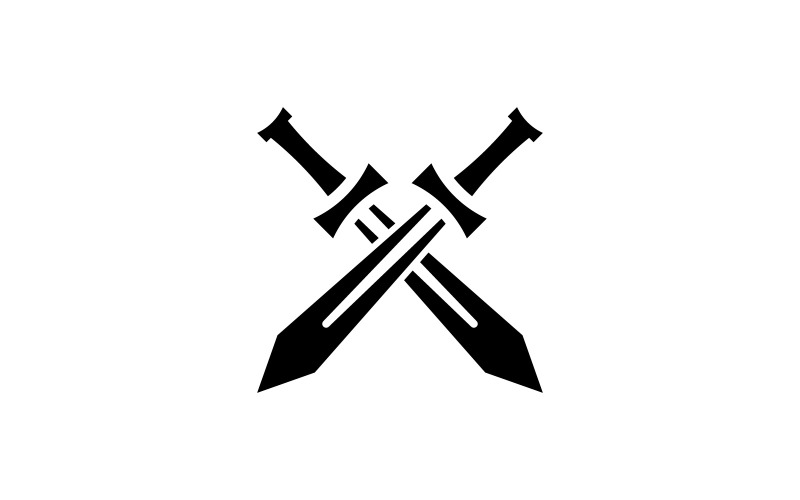 Cross Sword Logo template. Vector illustration. V8 Logo Template