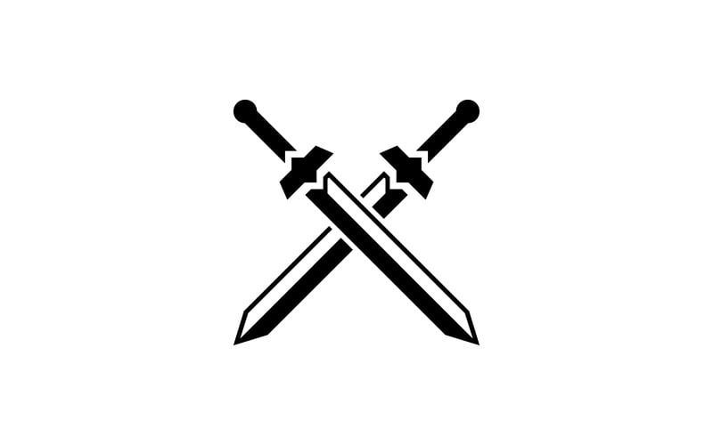 Cross Sword Logo template. Vector illustration. V9 Logo Template