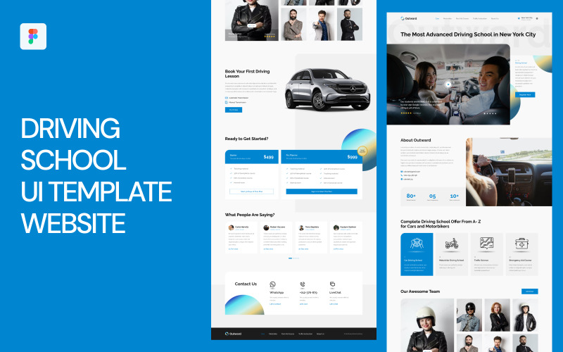 Driving School UI Template Website UI Element