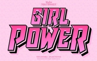 Girl Power - Editable Text Effect, Pink And Cartoon Text Style, Graphics Illustration