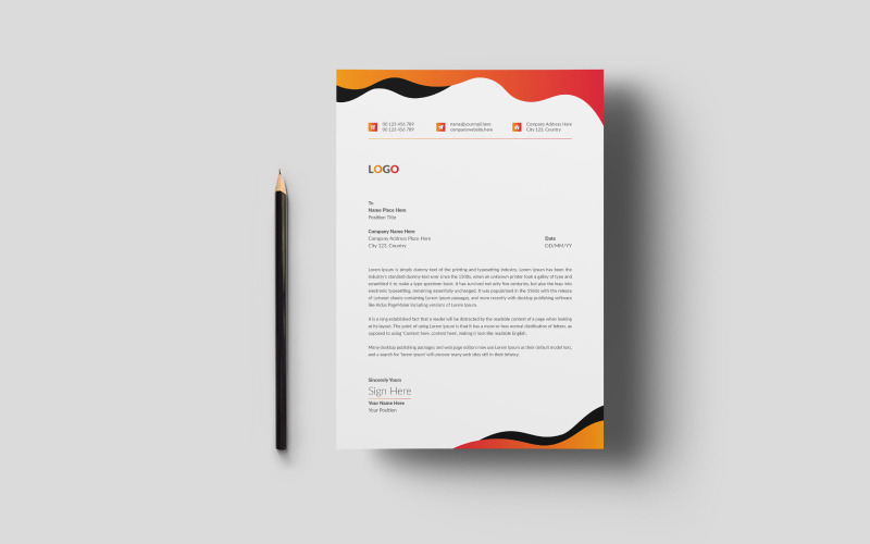 Letterhead Design Template with Gradient Color Corporate Identity