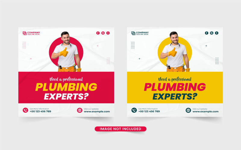 Plumbing business promotion template vector Social Media