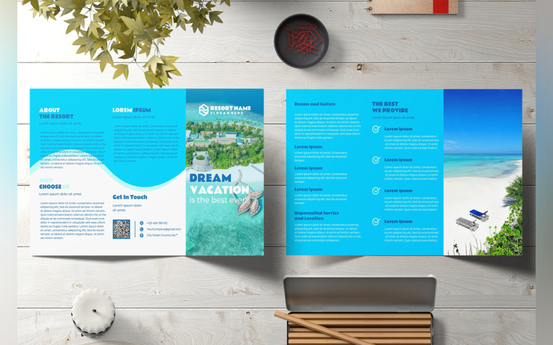 Resort Tri-Fold Brochure Template Corporate Identity